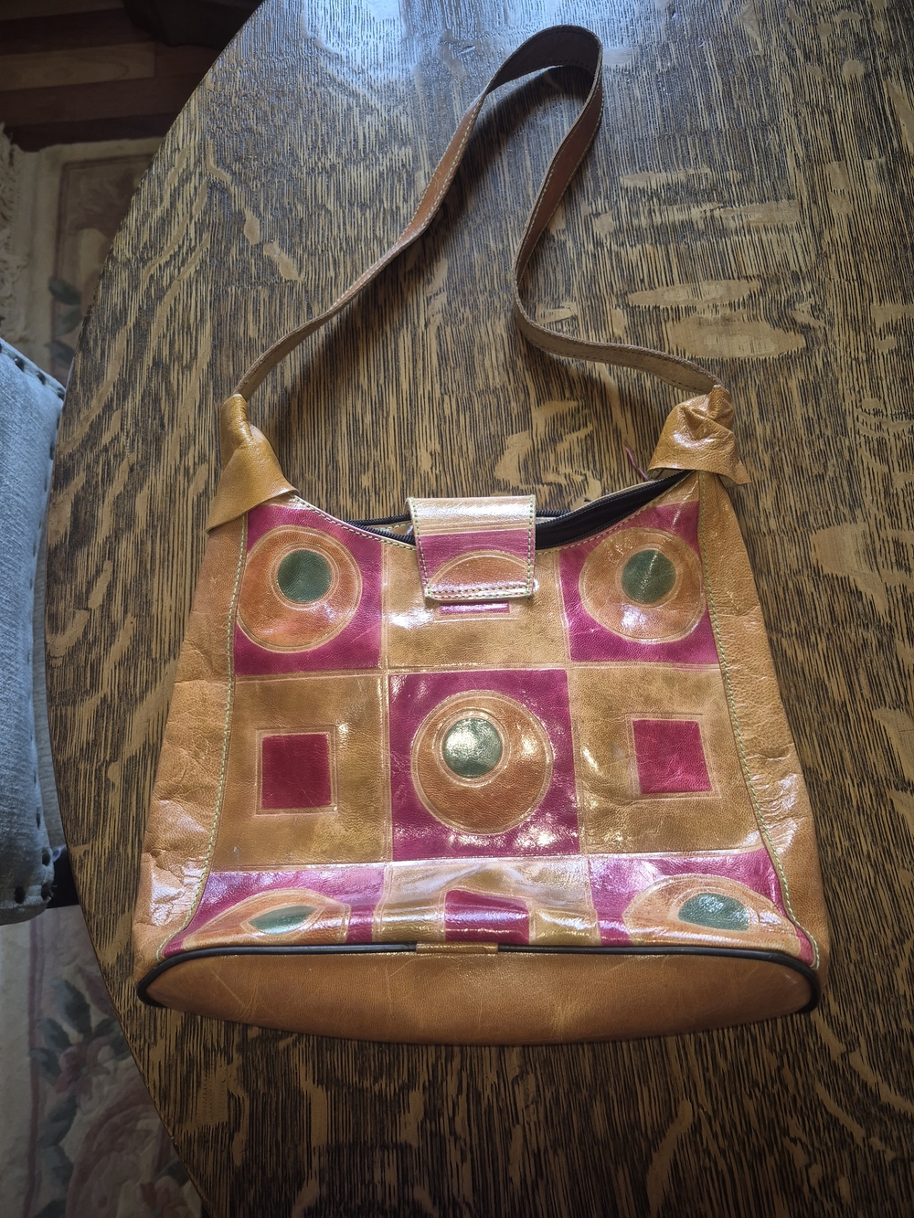Vintage Patchwork Leather Boho Crossbody Bag - Picture 2 of 6